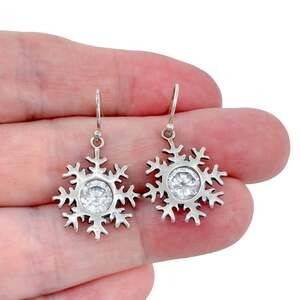 Vintage Sterling Silver 925 Snowflake Cubic Zirconia Earrings